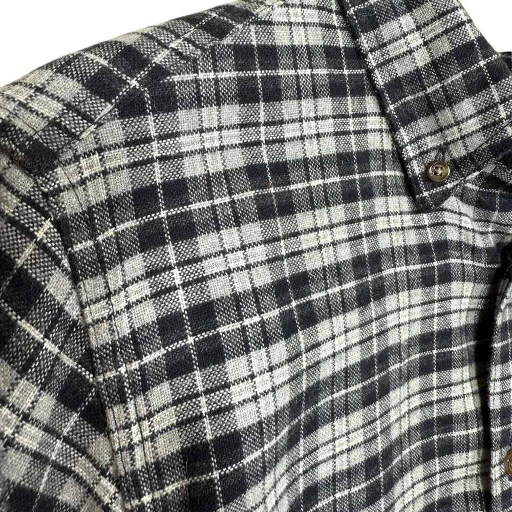 J.Crew Black White Plaid Button Down Shirt Elbow Patches Mens Size Small